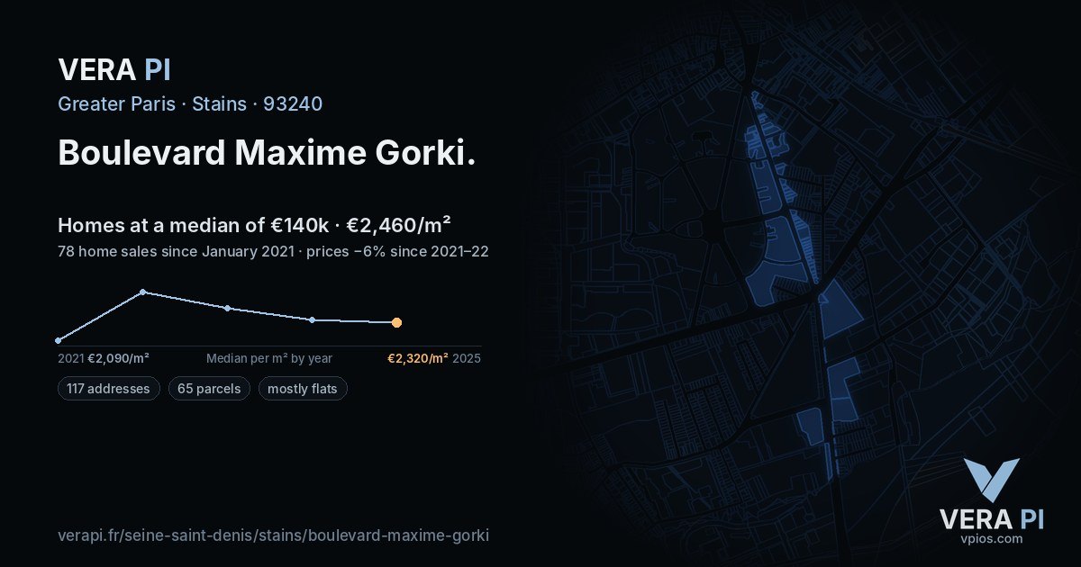 Boulevard Maxime Gorki, Stains at night – every parcel coloured by the prices around it, the street's own parcels lit