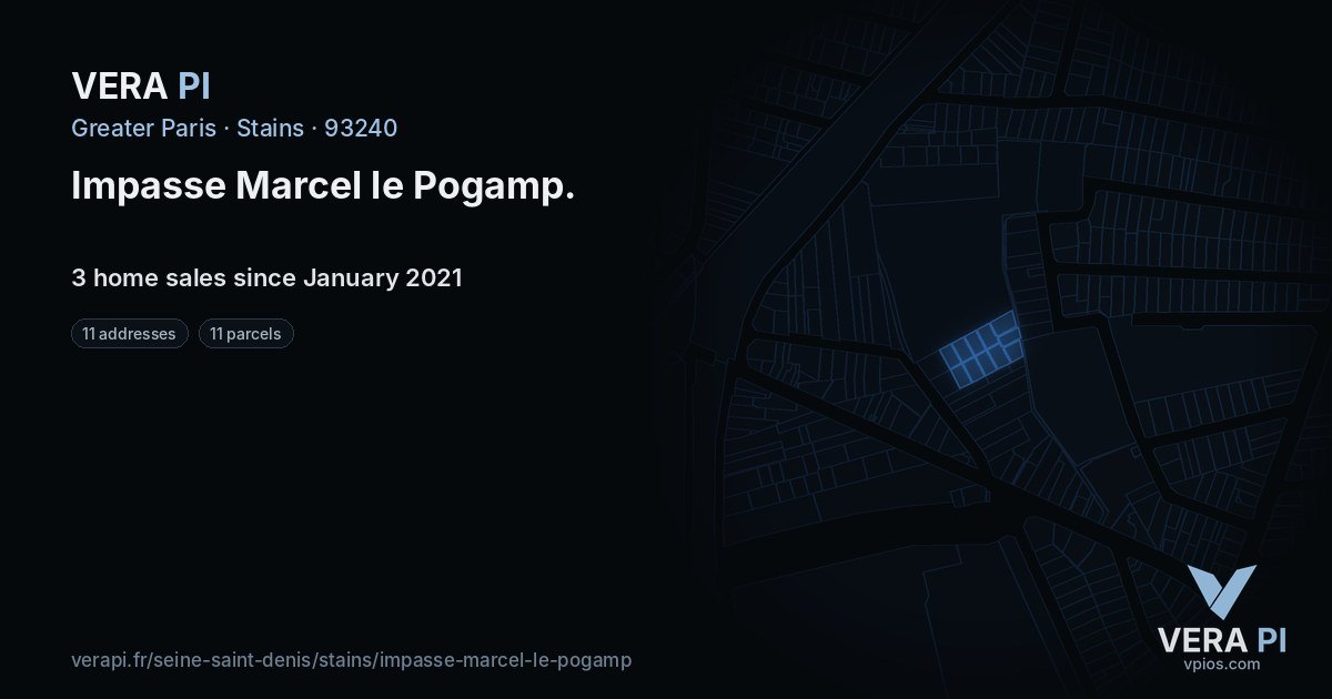 Impasse Marcel le Pogamp, Stains at night – every parcel coloured by the prices around it, the street's own parcels lit
