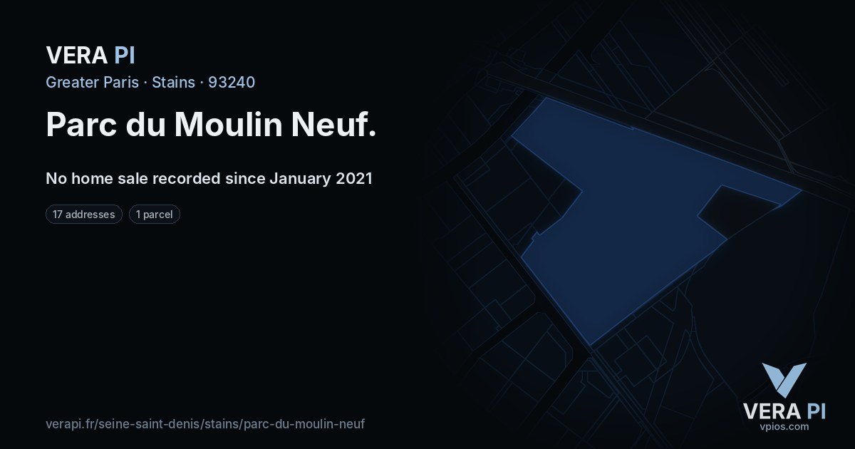 Parc du Moulin Neuf, Stains at night – every parcel coloured by the prices around it, the street's own parcels lit