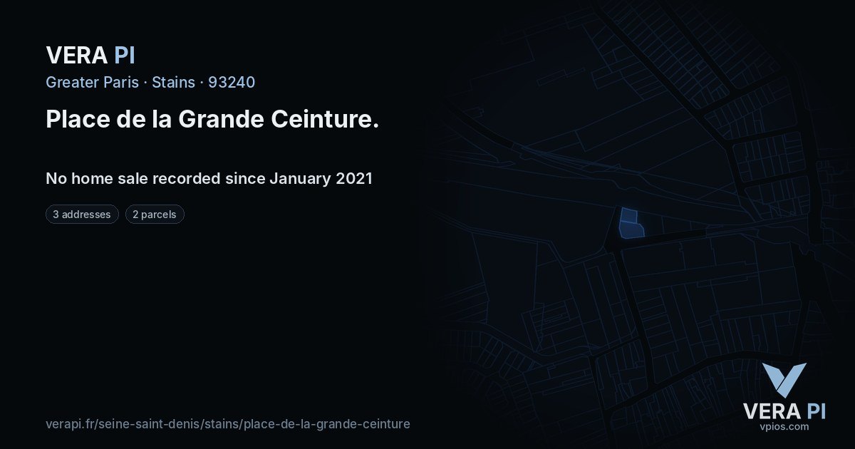 Place de la Grande Ceinture, Stains at night – every parcel coloured by the prices around it, the street's own parcels lit