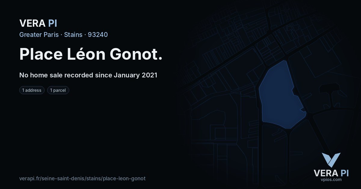 Place Léon Gonot, Stains at night – every parcel coloured by the prices around it, the street's own parcels lit