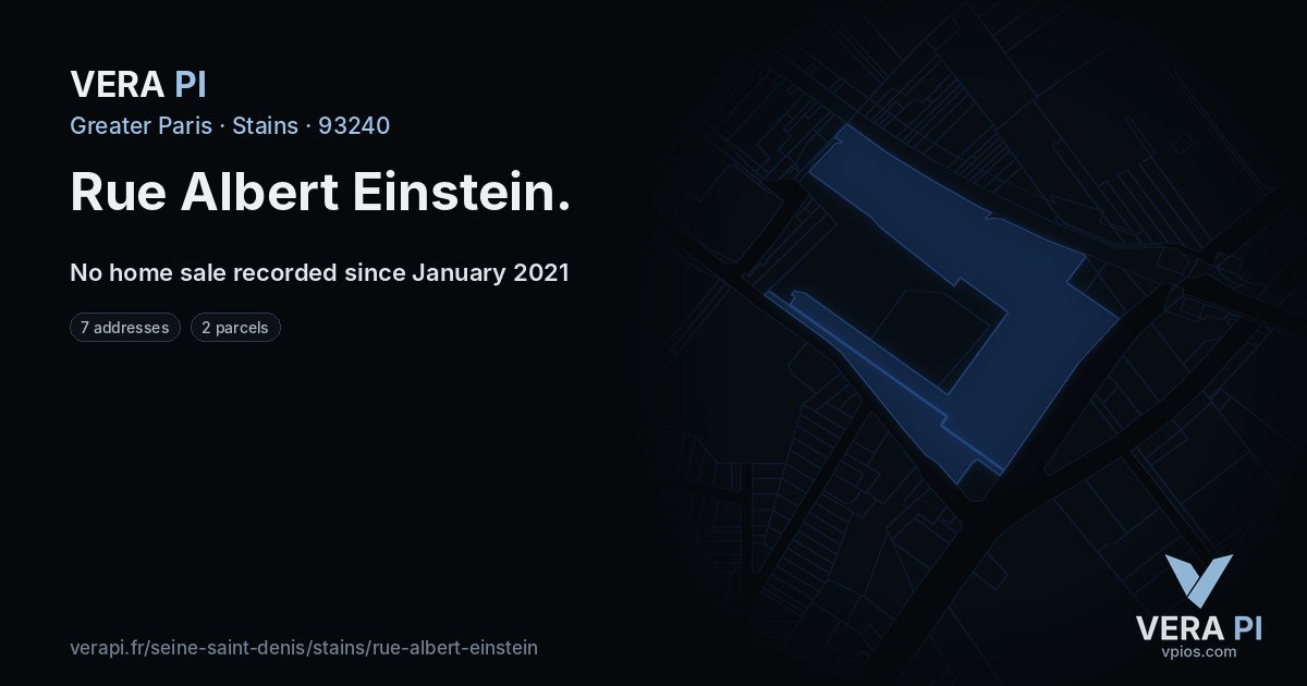Rue Albert Einstein, Stains at night – every parcel coloured by the prices around it, the street's own parcels lit