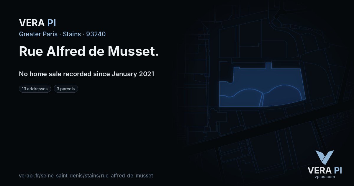 Rue Alfred de Musset, Stains at night – every parcel coloured by the prices around it, the street's own parcels lit