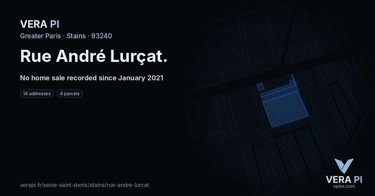 Rue André Lurçat, Stains at night – every parcel coloured by the prices around it, the street's own parcels lit
