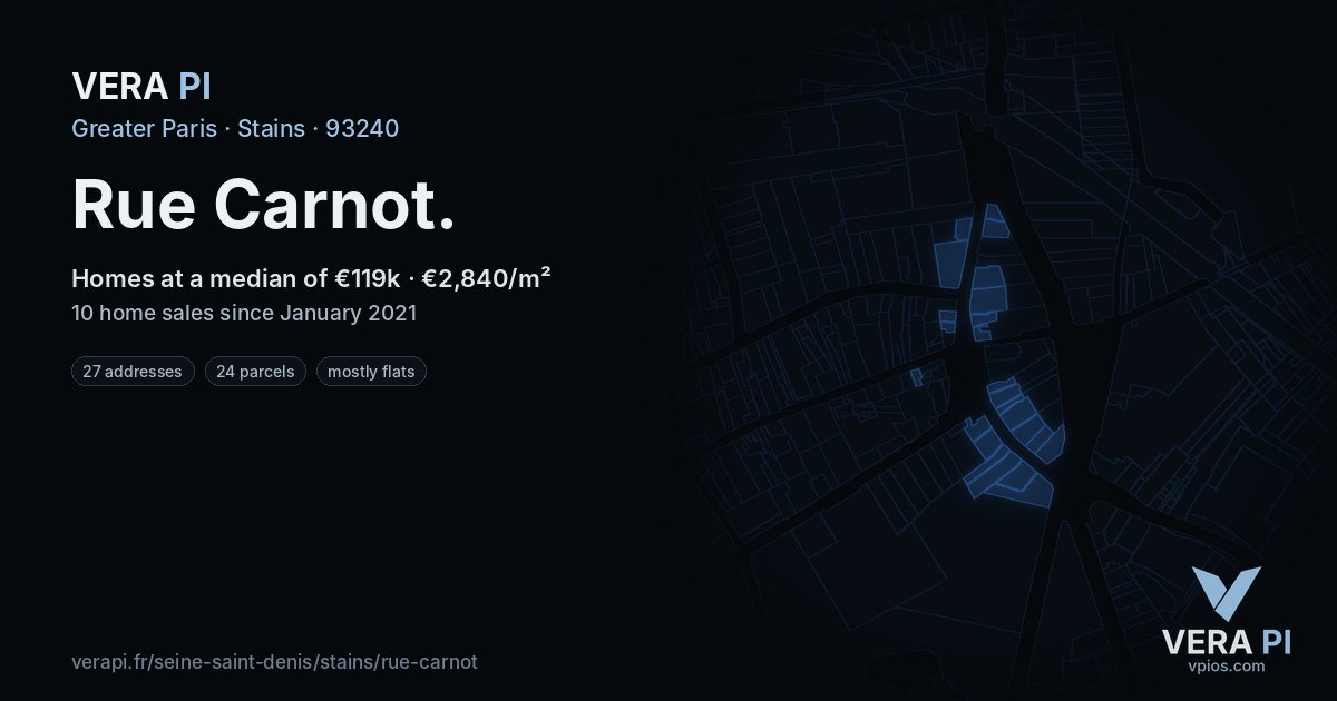 Rue Carnot, Stains at night – every parcel coloured by the prices around it, the street's own parcels lit