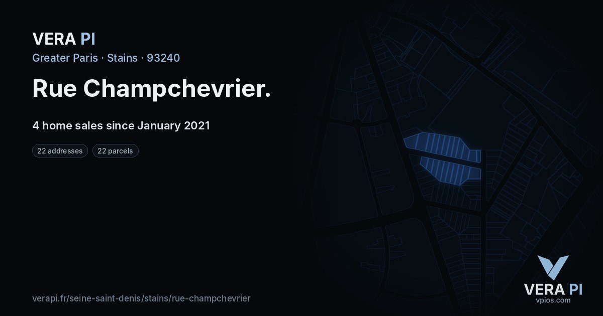 Rue Champchevrier, Stains at night – every parcel coloured by the prices around it, the street's own parcels lit