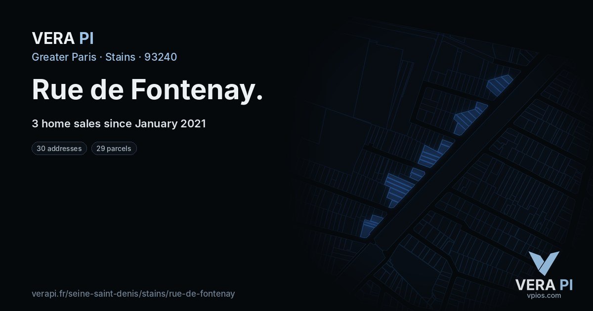 Rue de Fontenay, Stains at night – every parcel coloured by the prices around it, the street's own parcels lit
