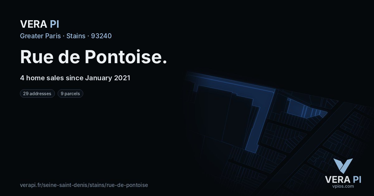 Rue de Pontoise, Stains at night – every parcel coloured by the prices around it, the street's own parcels lit