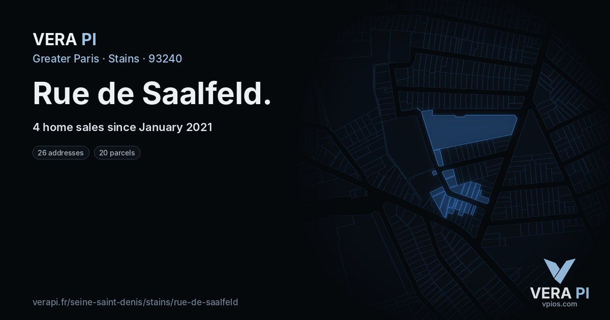 Rue de Saalfeld, Stains at night – every parcel coloured by the prices around it, the street's own parcels lit