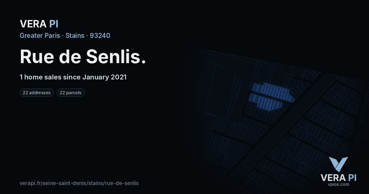 Rue de Senlis, Stains at night – every parcel coloured by the prices around it, the street's own parcels lit