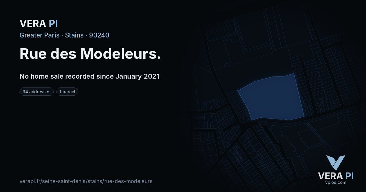 Rue des Modeleurs, Stains at night – every parcel coloured by the prices around it, the street's own parcels lit