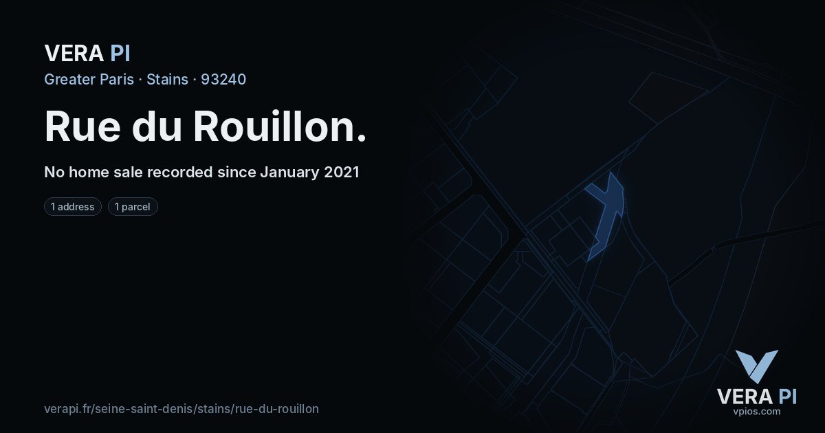 Rue du Rouillon, Stains at night – every parcel coloured by the prices around it, the street's own parcels lit