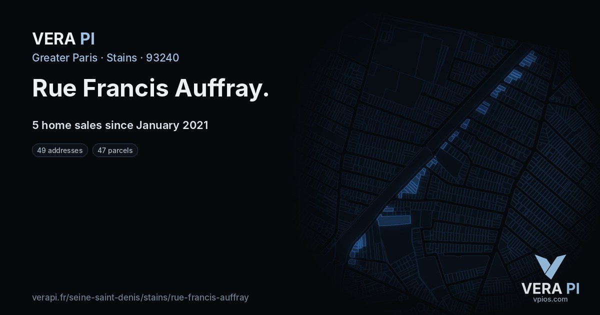 Rue Francis Auffray, Stains at night – every parcel coloured by the prices around it, the street's own parcels lit