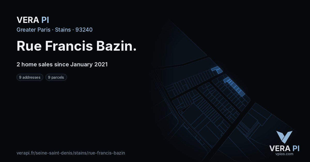 Rue Francis Bazin, Stains at night – every parcel coloured by the prices around it, the street's own parcels lit