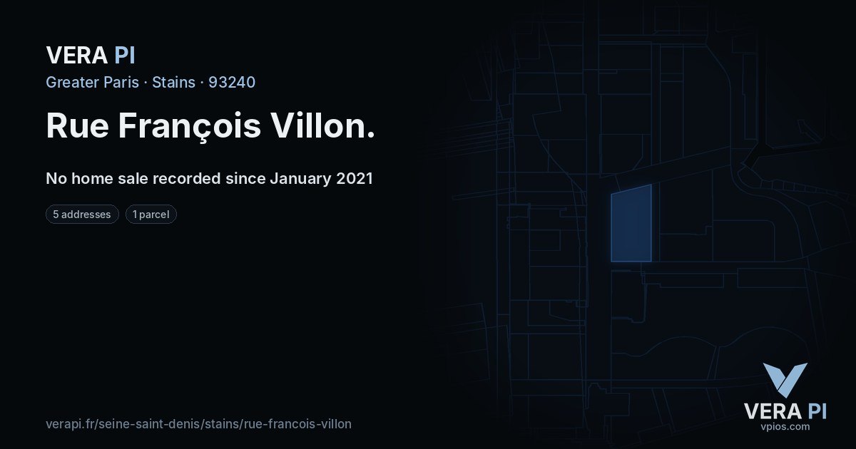 Rue François Villon, Stains at night – every parcel coloured by the prices around it, the street's own parcels lit