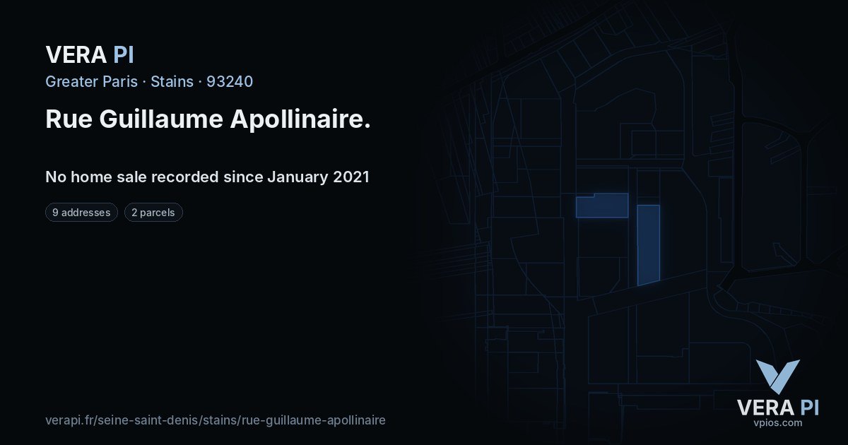 Rue Guillaume Apollinaire, Stains at night – every parcel coloured by the prices around it, the street's own parcels lit