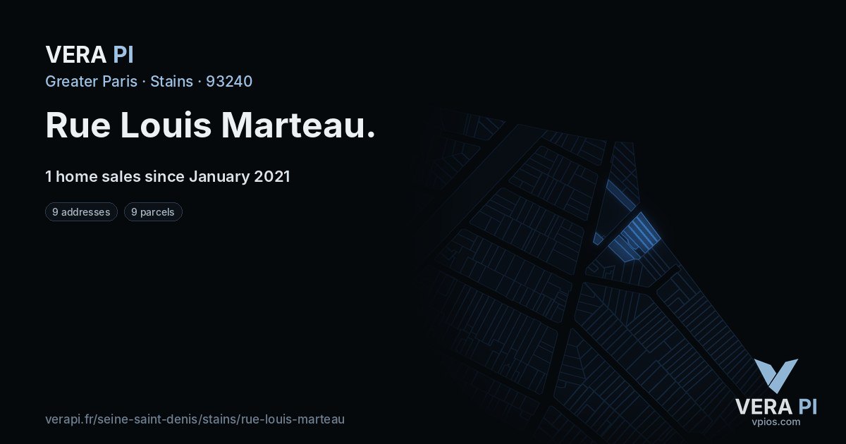 Rue Louis Marteau, Stains at night – every parcel coloured by the prices around it, the street's own parcels lit