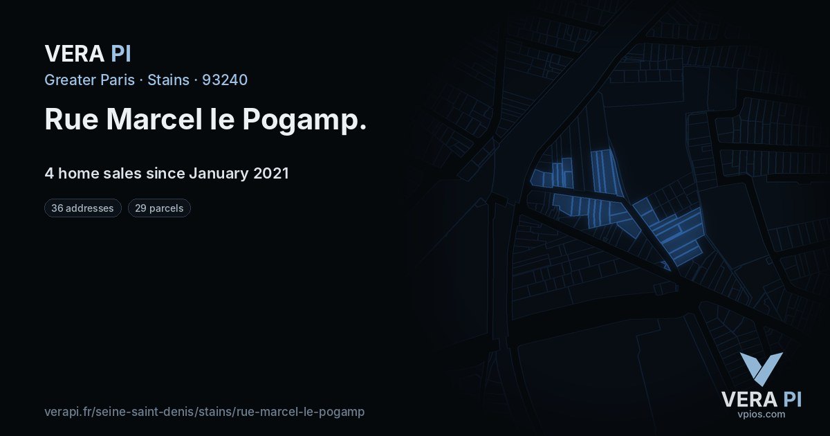 Rue Marcel le Pogamp, Stains at night – every parcel coloured by the prices around it, the street's own parcels lit