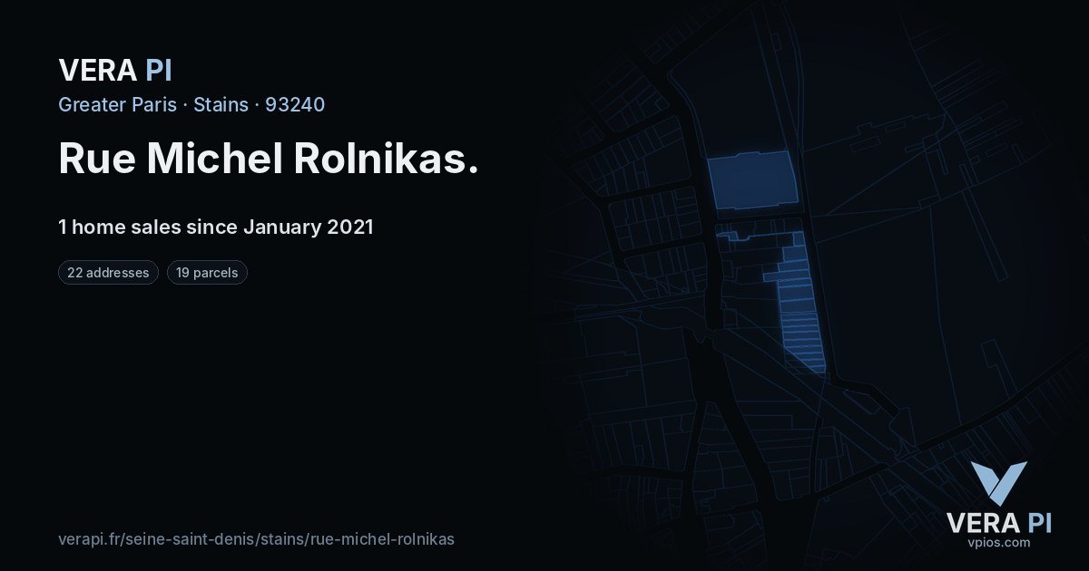 Rue Michel Rolnikas, Stains at night – every parcel coloured by the prices around it, the street's own parcels lit