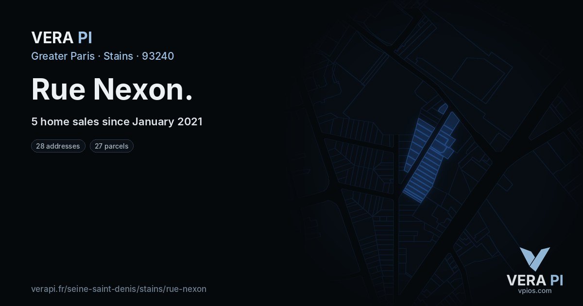 Rue Nexon, Stains at night – every parcel coloured by the prices around it, the street's own parcels lit