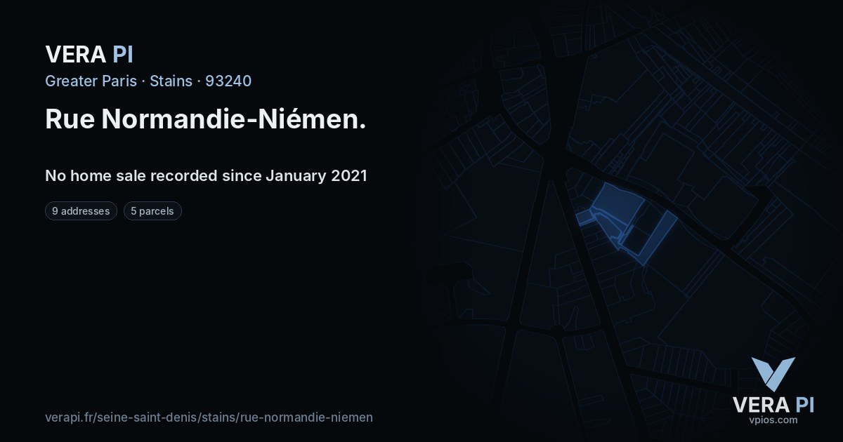 Rue Normandie-Niémen, Stains at night – every parcel coloured by the prices around it, the street's own parcels lit