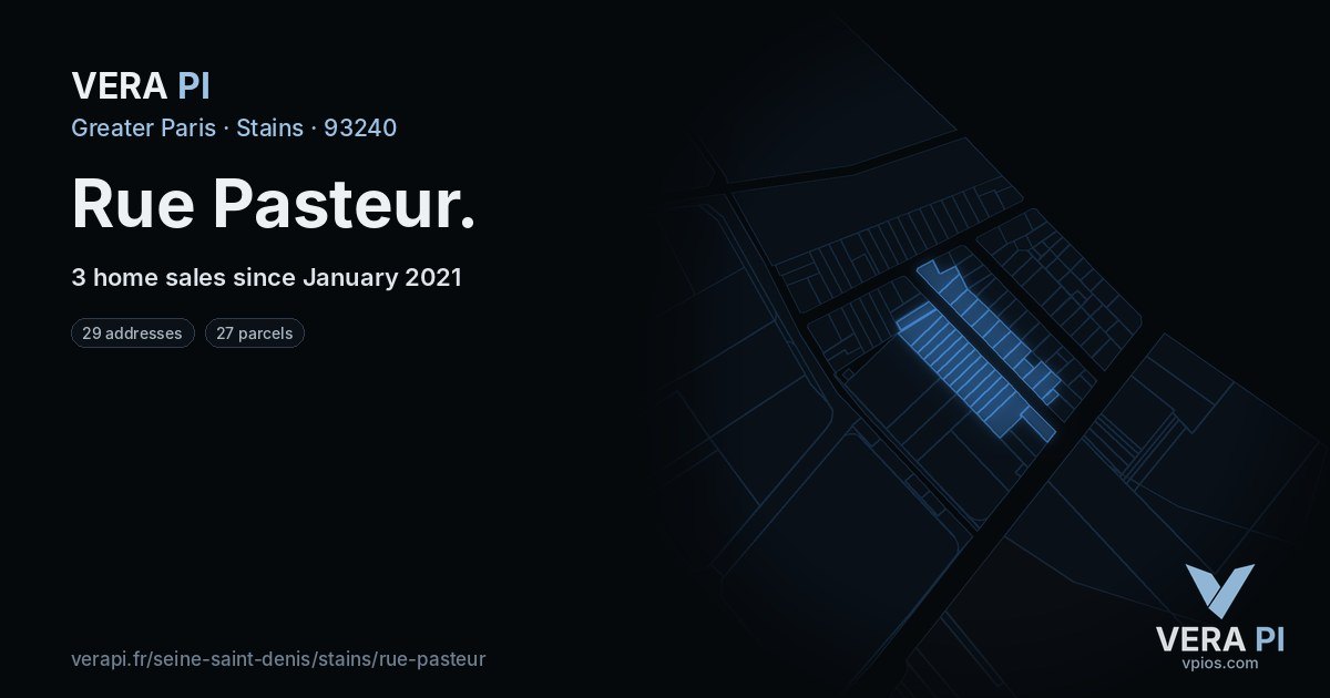 Rue Pasteur, Stains at night – every parcel coloured by the prices around it, the street's own parcels lit