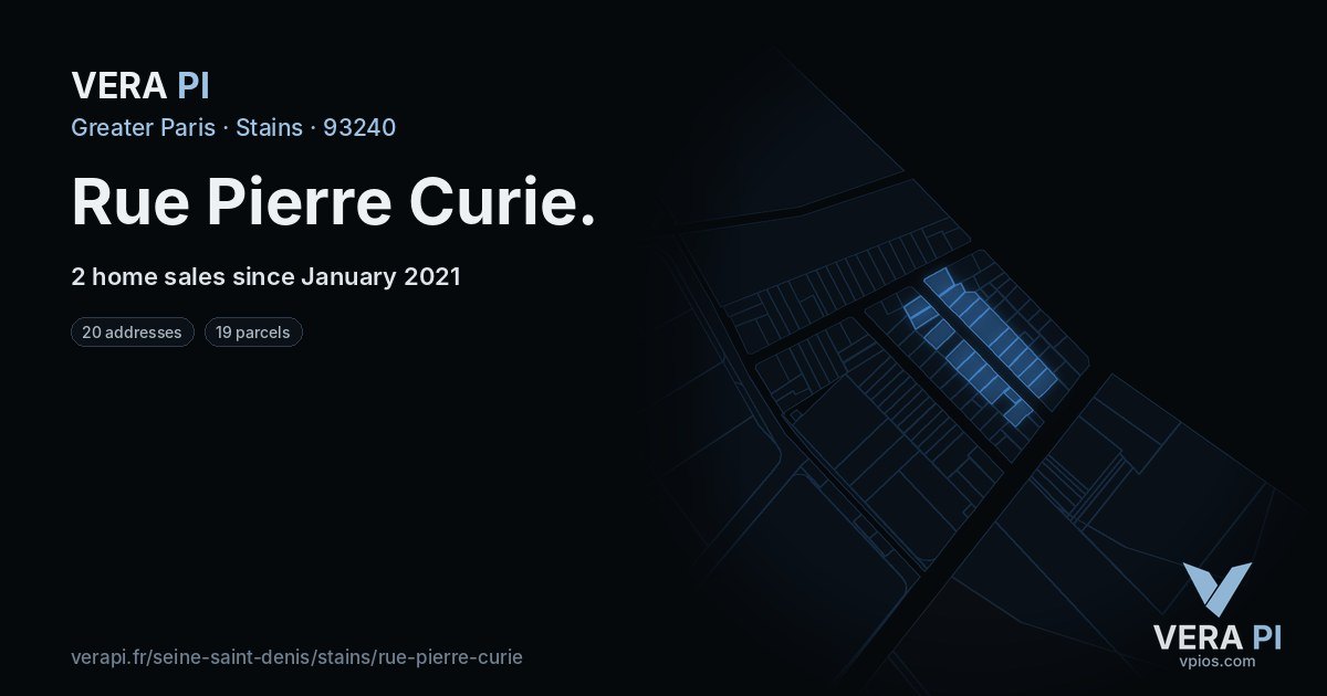 Rue Pierre Curie, Stains at night – every parcel coloured by the prices around it, the street's own parcels lit