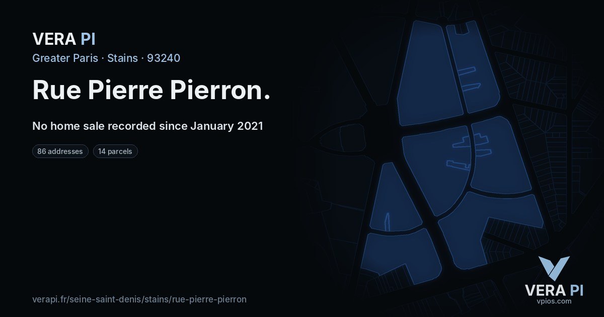 Rue Pierre Pierron, Stains at night – every parcel coloured by the prices around it, the street's own parcels lit