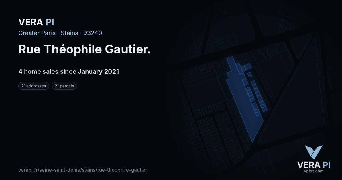 Rue Théophile Gautier, Stains at night – every parcel coloured by the prices around it, the street's own parcels lit
