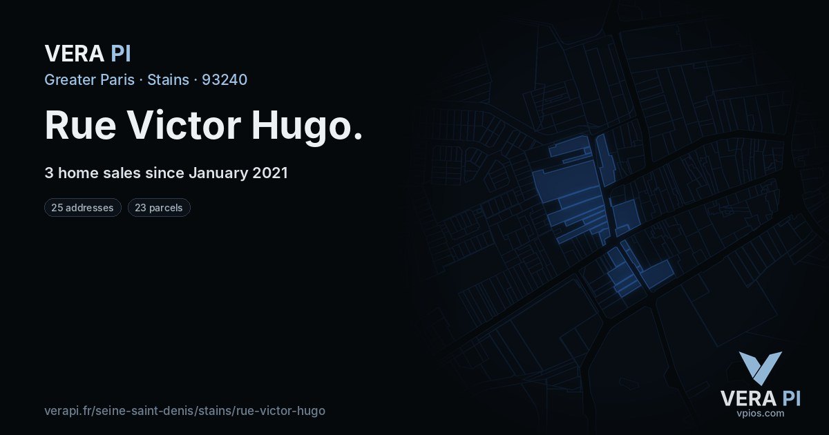Rue Victor Hugo, Stains at night – every parcel coloured by the prices around it, the street's own parcels lit