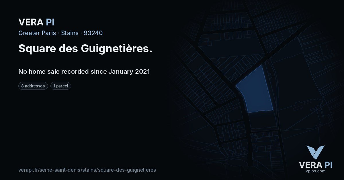 Square des Guignetières, Stains at night – every parcel coloured by the prices around it, the street's own parcels lit