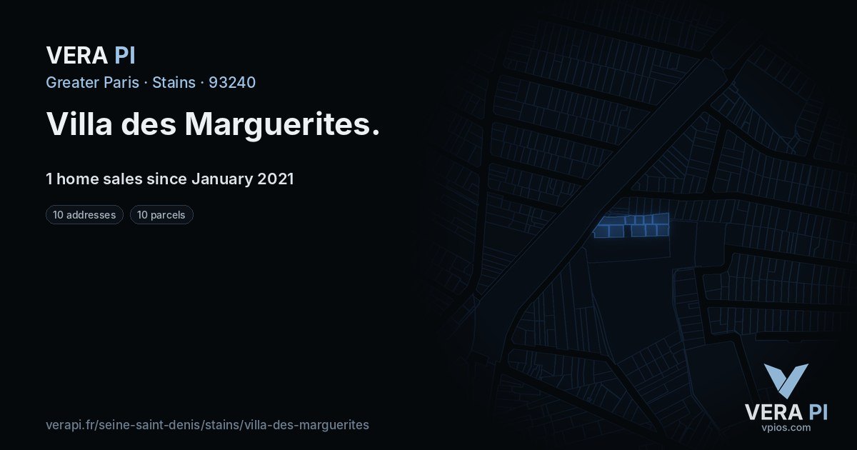 Villa des Marguerites, Stains at night – every parcel coloured by the prices around it, the street's own parcels lit