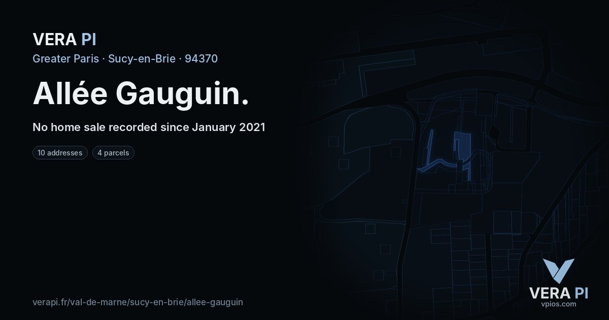 Allée Gauguin, Sucy-en-Brie at night – every parcel coloured by the prices around it, the street's own parcels lit