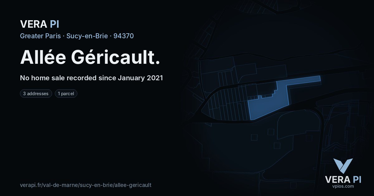 Allée Géricault, Sucy-en-Brie at night – every parcel coloured by the prices around it, the street's own parcels lit