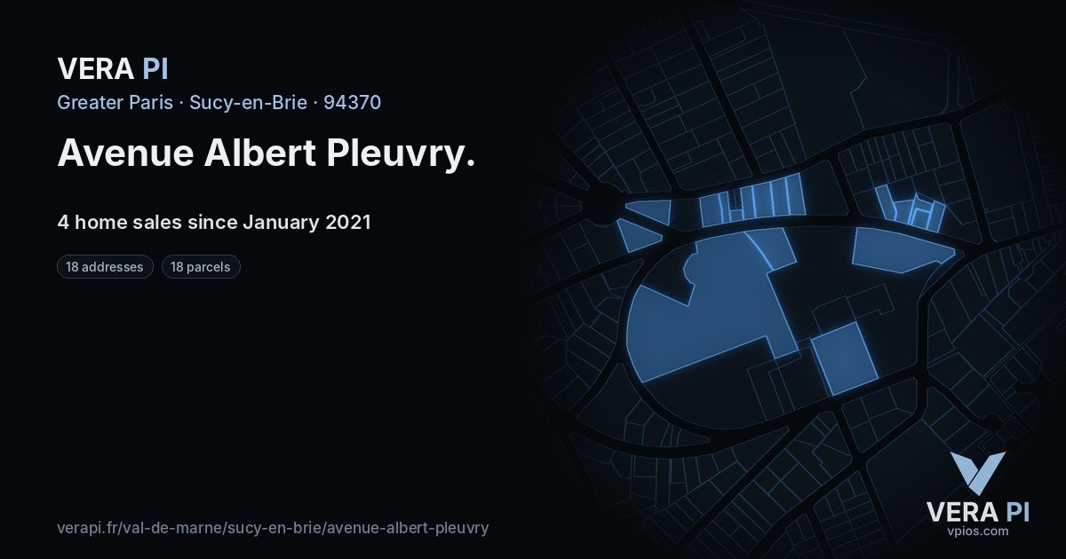 Avenue Albert Pleuvry, Sucy-en-Brie at night – every parcel coloured by the prices around it, the street's own parcels lit