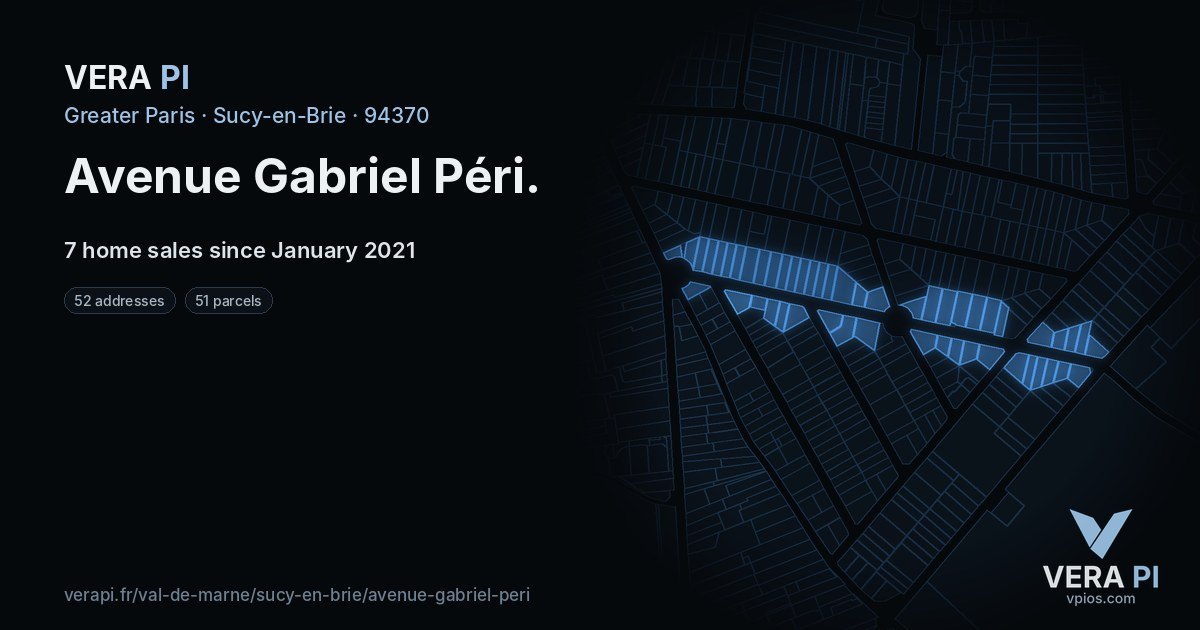 Avenue Gabriel Péri, Sucy-en-Brie at night – every parcel coloured by the prices around it, the street's own parcels lit