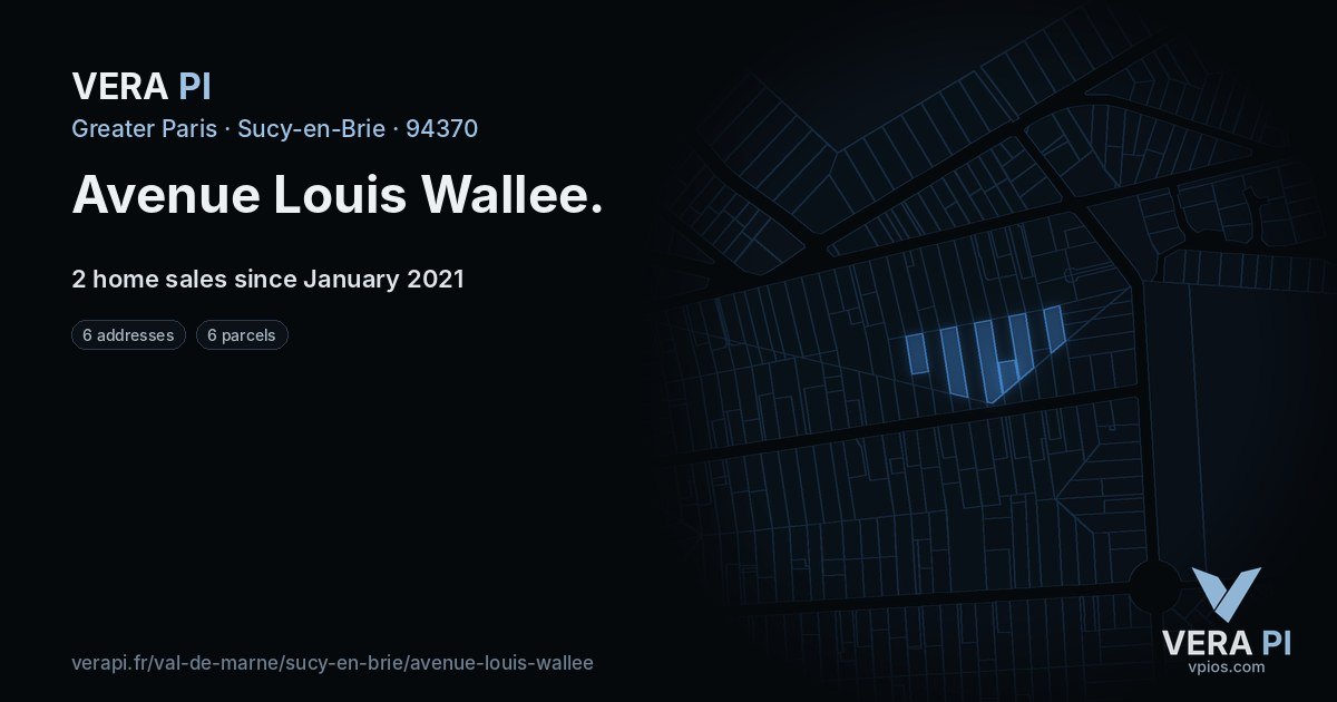 Avenue Louis Wallee, Sucy-en-Brie at night – every parcel coloured by the prices around it, the street's own parcels lit