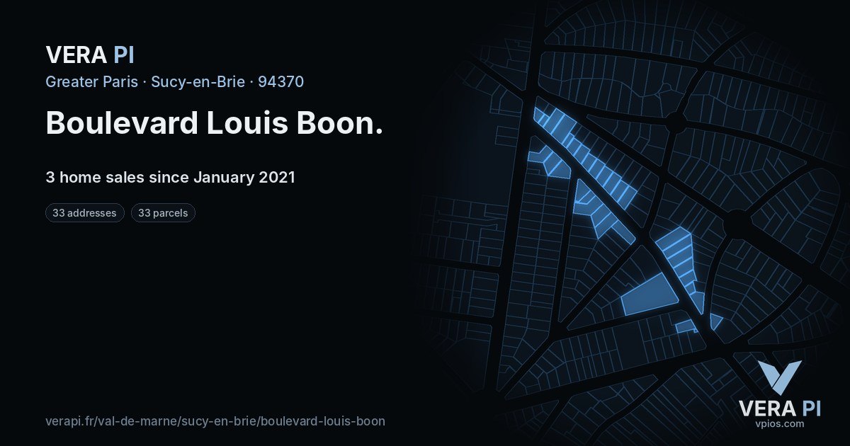 Boulevard Louis Boon, Sucy-en-Brie at night – every parcel coloured by the prices around it, the street's own parcels lit