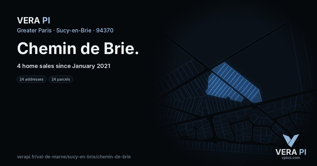 Chemin de Brie, Sucy-en-Brie at night – every parcel coloured by the prices around it, the street's own parcels lit
