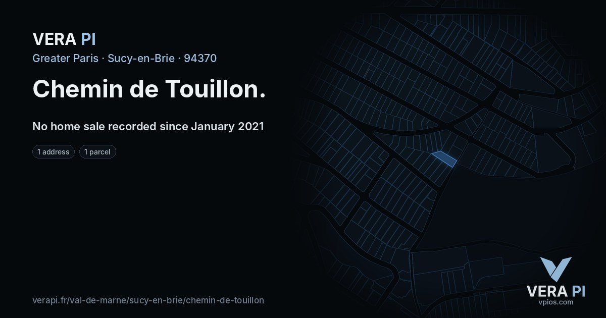 Chemin de Touillon, Sucy-en-Brie at night – every parcel coloured by the prices around it, the street's own parcels lit