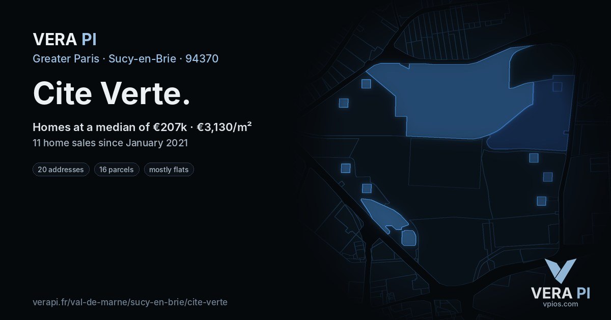 Cite Verte, Sucy-en-Brie at night – every parcel coloured by the prices around it, the street's own parcels lit
