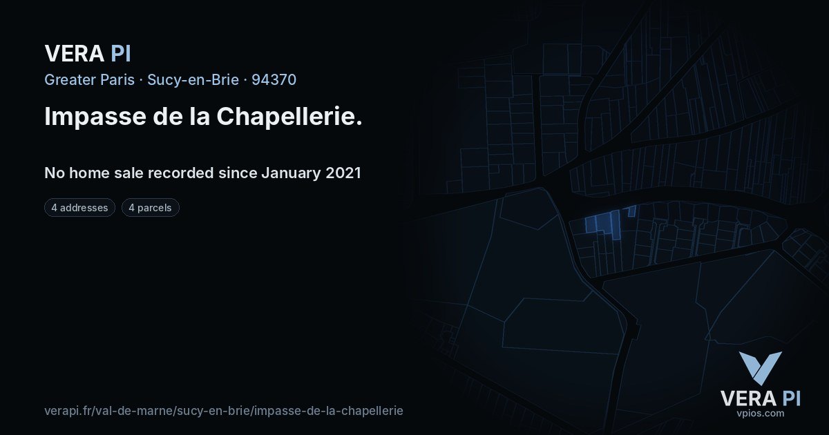 Impasse de la Chapellerie, Sucy-en-Brie at night – every parcel coloured by the prices around it, the street's own parcels lit