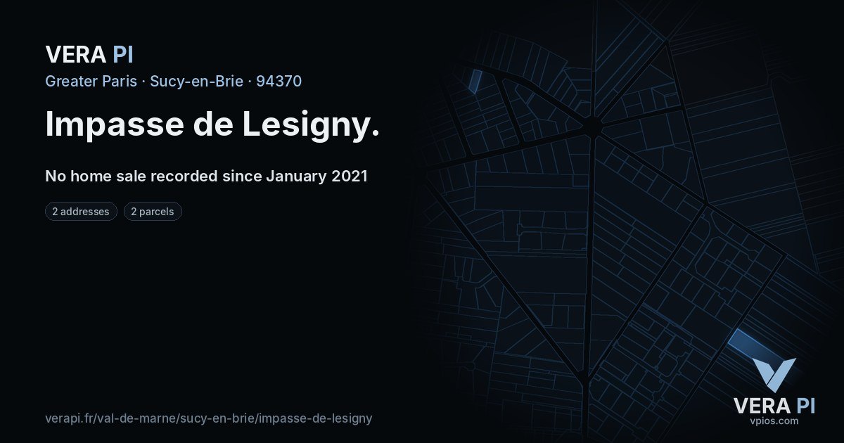 Impasse de Lesigny, Sucy-en-Brie at night – every parcel coloured by the prices around it, the street's own parcels lit