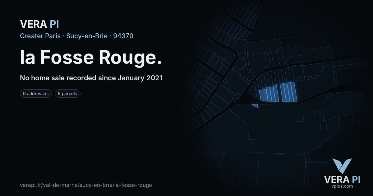 la Fosse Rouge, Sucy-en-Brie at night – every parcel coloured by the prices around it, the street's own parcels lit