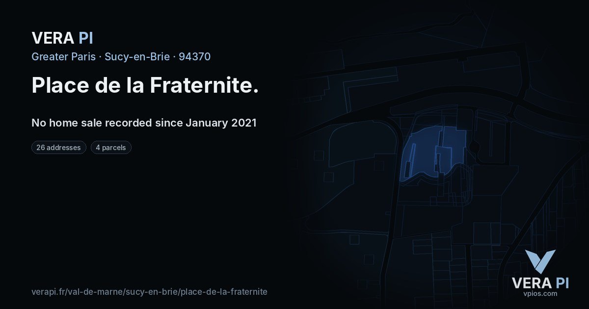 Place de la Fraternite, Sucy-en-Brie at night – every parcel coloured by the prices around it, the street's own parcels lit