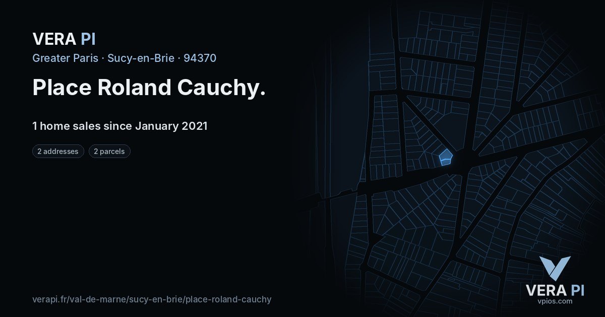 Place Roland Cauchy, Sucy-en-Brie at night – every parcel coloured by the prices around it, the street's own parcels lit