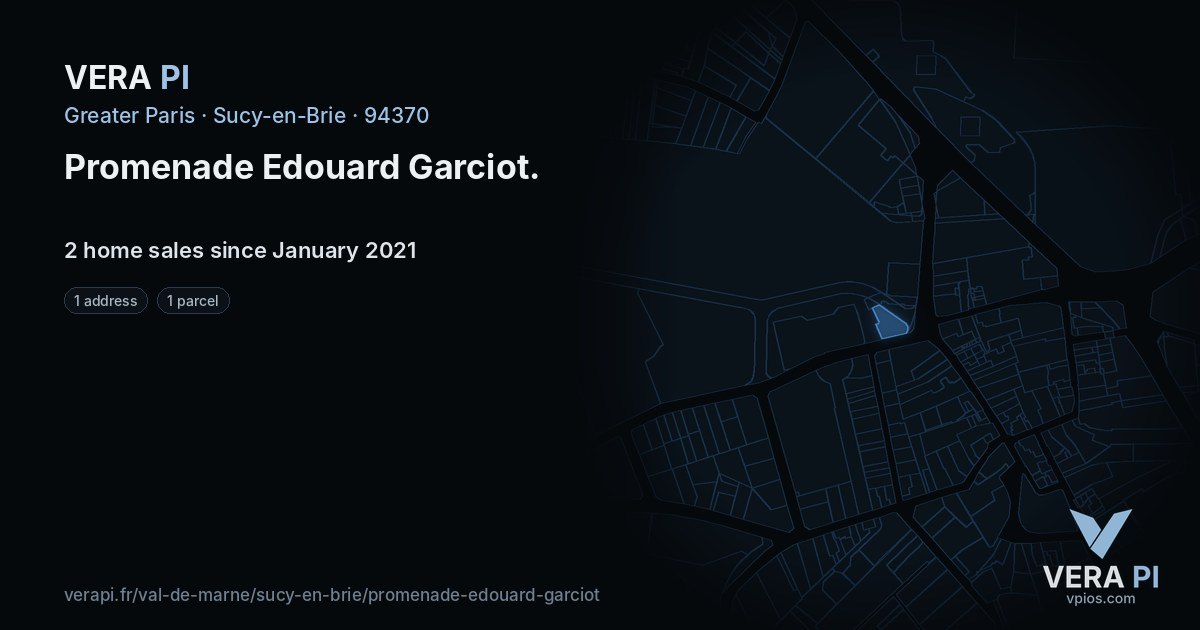 Promenade Edouard Garciot, Sucy-en-Brie at night – every parcel coloured by the prices around it, the street's own parcels lit