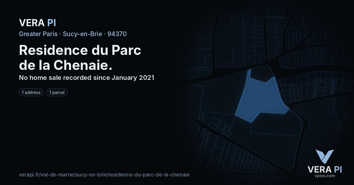 Residence du Parc de la Chenaie, Sucy-en-Brie at night – every parcel coloured by the prices around it, the street's own parcels lit