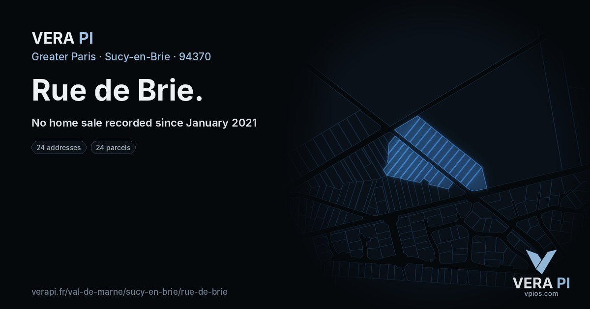 Rue de Brie, Sucy-en-Brie at night – every parcel coloured by the prices around it, the street's own parcels lit