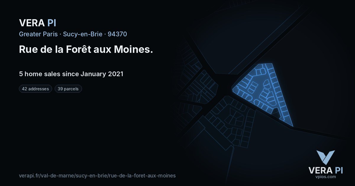 Rue de la Forêt aux Moines, Sucy-en-Brie at night – every parcel coloured by the prices around it, the street's own parcels lit